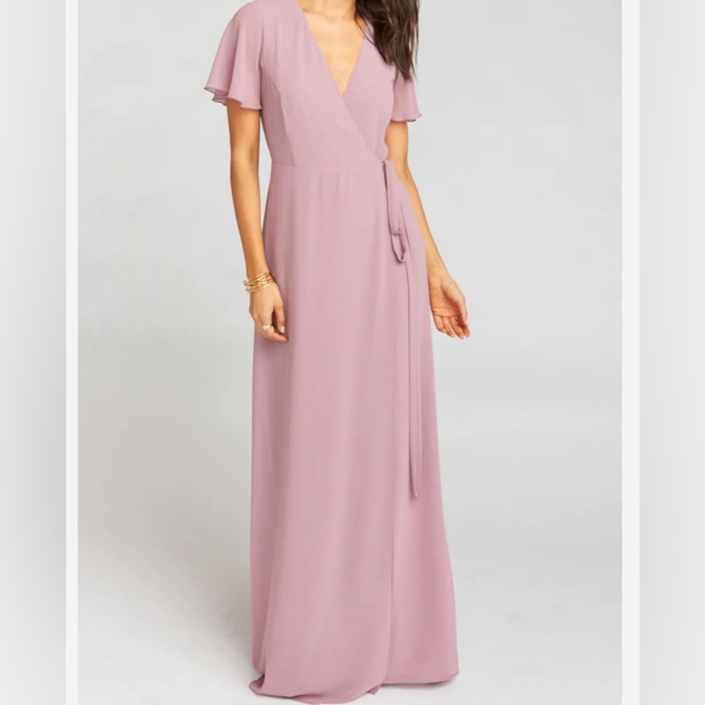 Show Me Your MuMu Dress Noelle Flutter Wrap Dress Elegant Mauve Maxi Dress Small